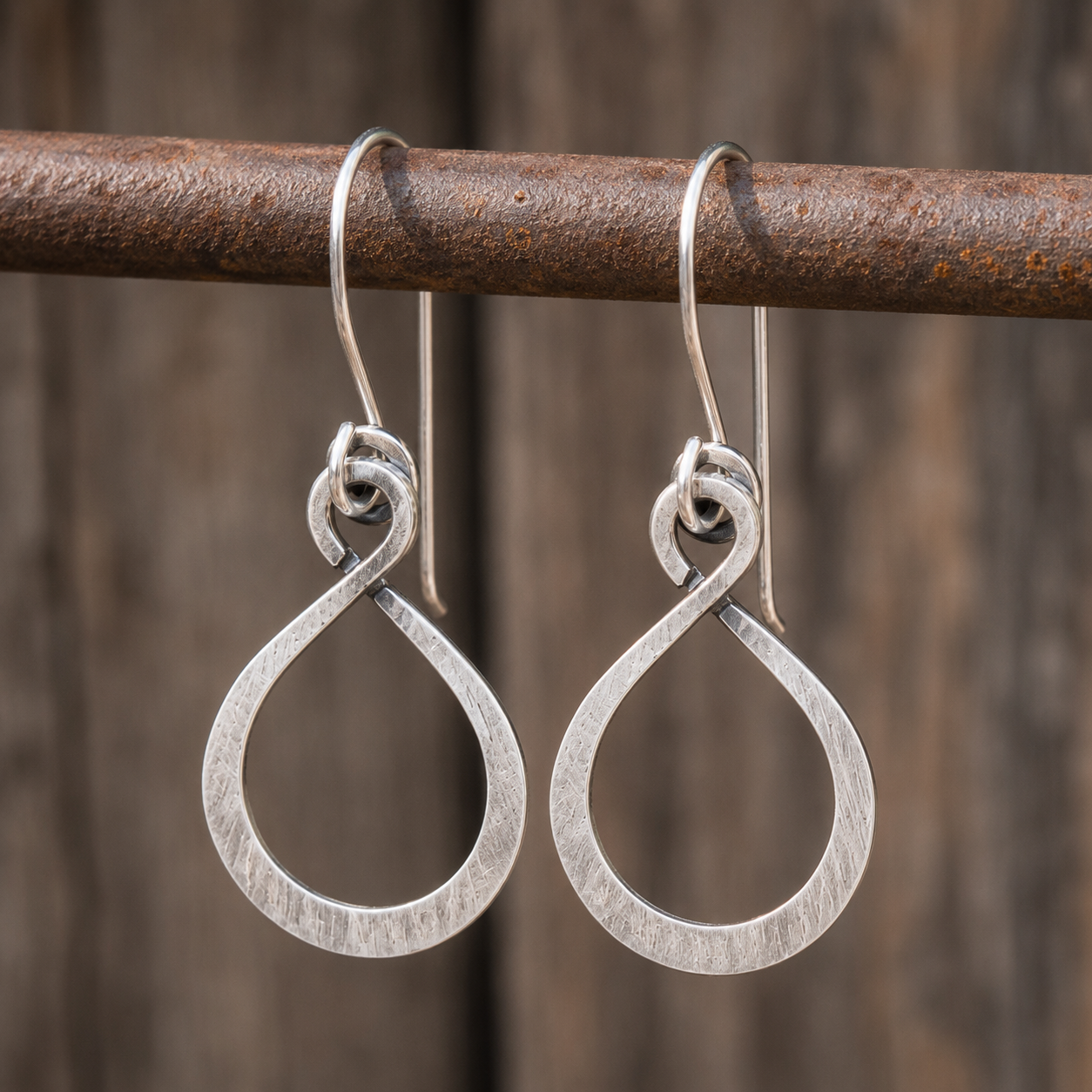 Hammered Sterling Silver Teardrop Earrings