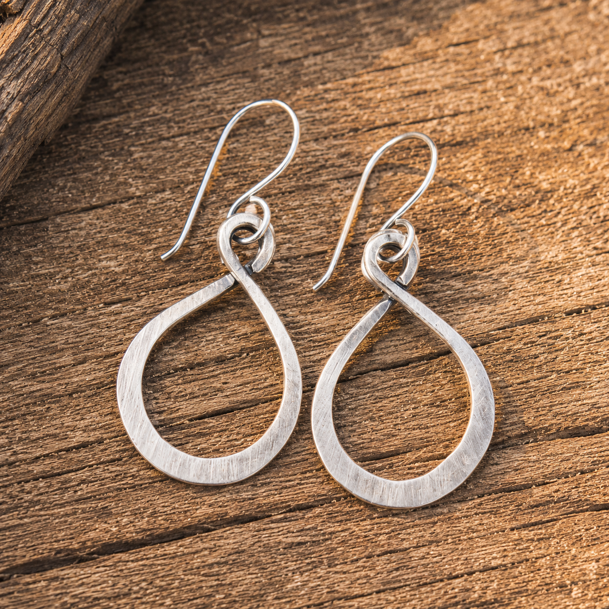Hammered Sterling Silver Teardrop Earrings