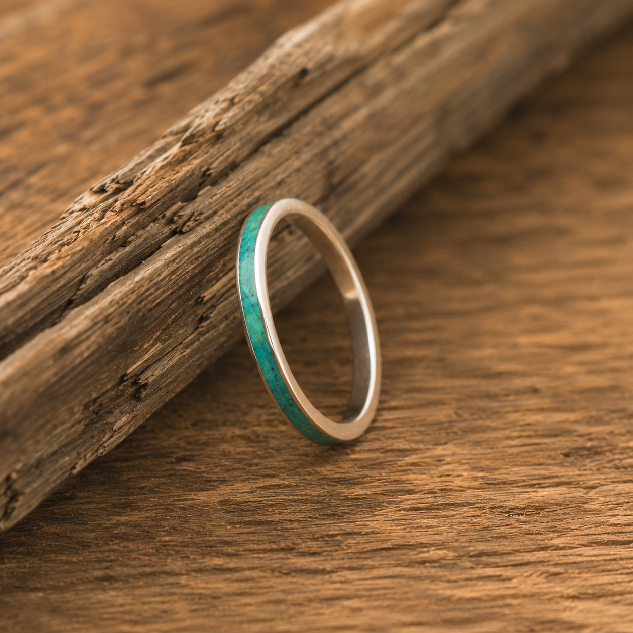 Handcrafted Crushed Turquoise Sterling Silver Ring