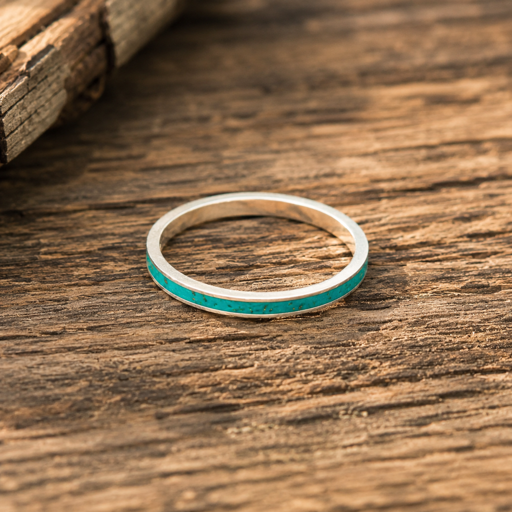 Handcrafted Crushed Turquoise Sterling Silver Ring