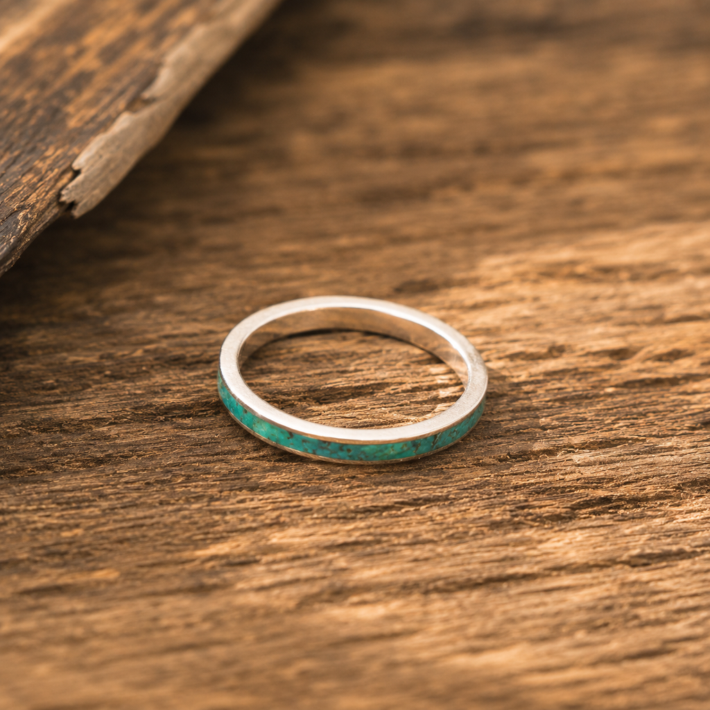 Handcrafted Crushed Turquoise Sterling Silver Ring