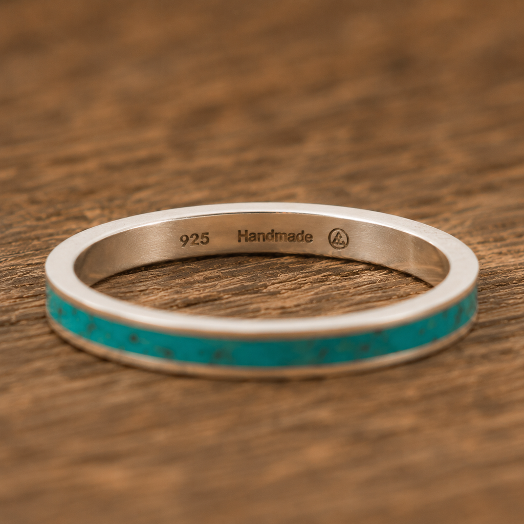 Handcrafted Crushed Turquoise Sterling Silver Ring