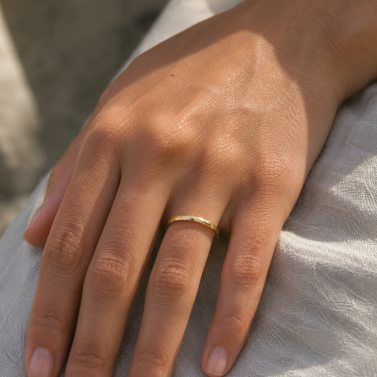 Hand-Hammered 24K Pure Gold Ring