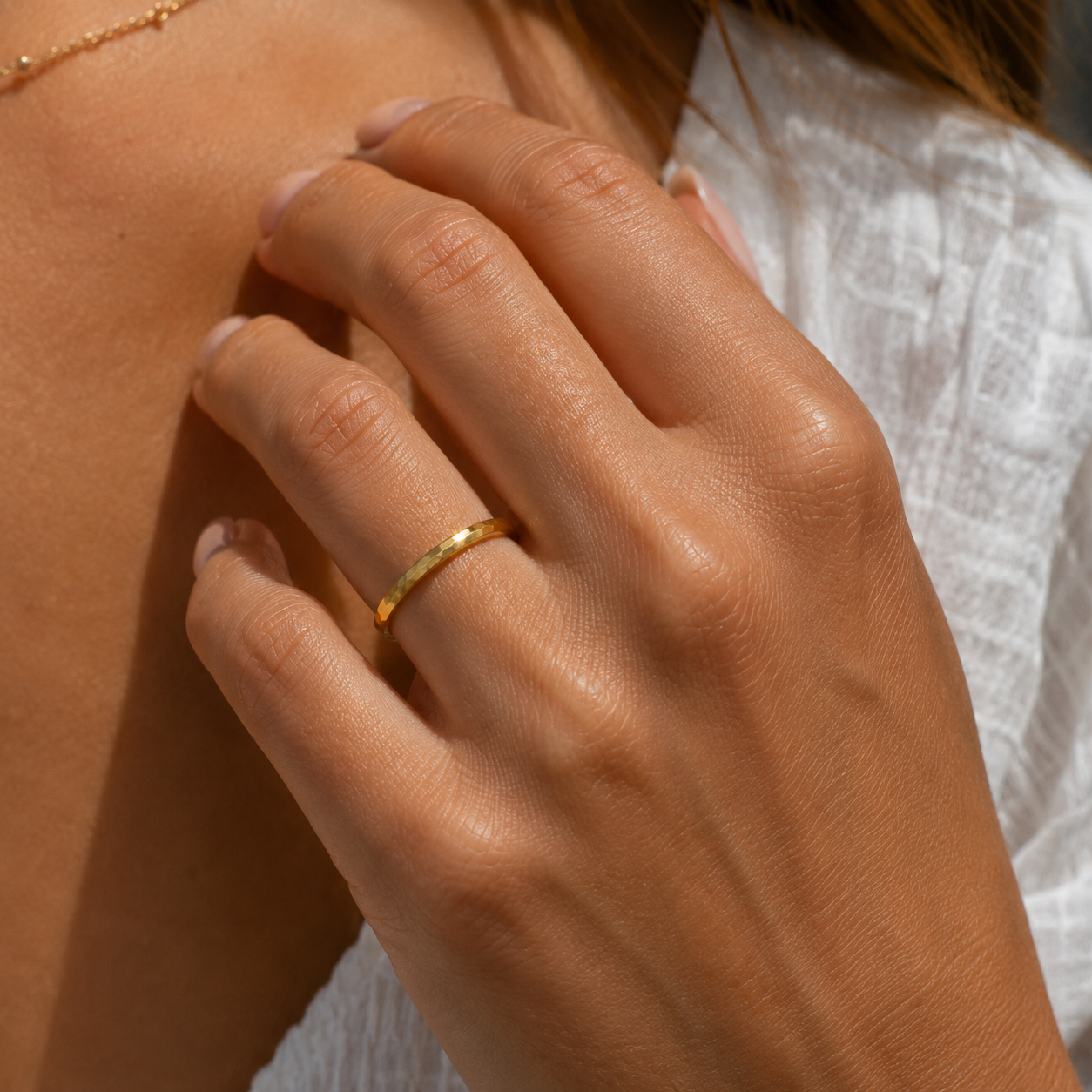 Hand-Hammered 24K Pure Gold Ring