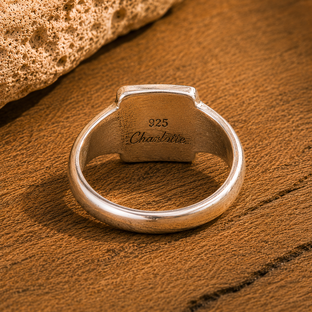 Handcrafted Polished Sterling Silver Signet Ring