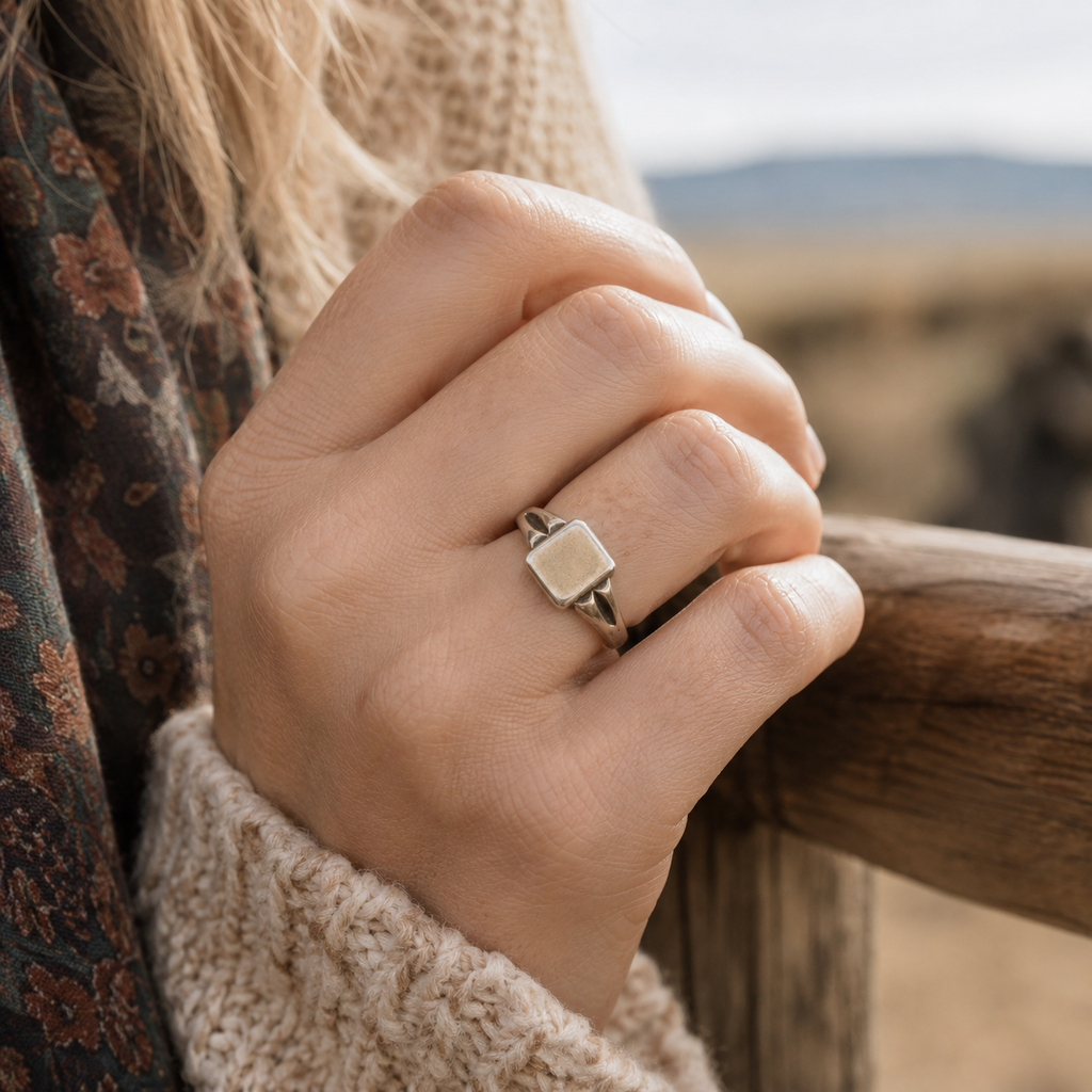 Handcrafted Polished Sterling Silver Signet Ring