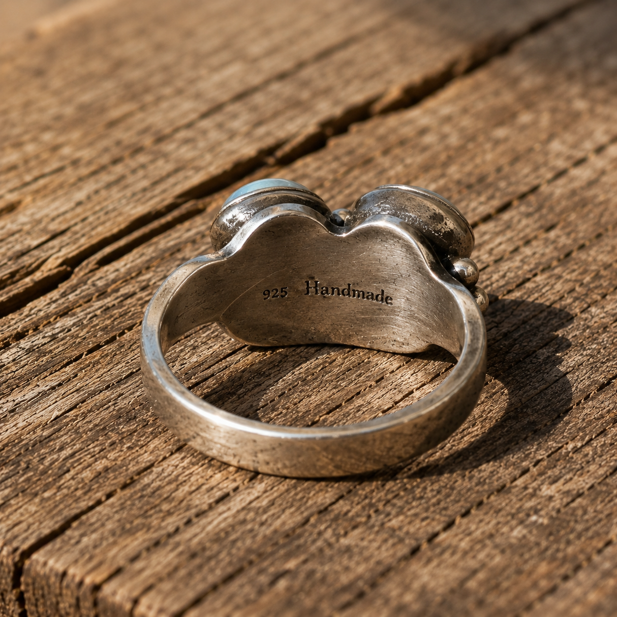Natural Moonstone 925 Silver Artisan Ring | Personalized Engraved Gift for Women