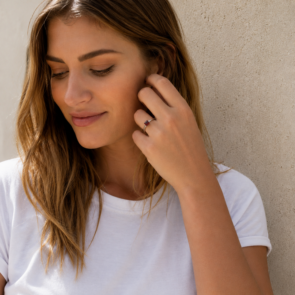 Handcrafted Sterling Silver Natural Garnet Ring
