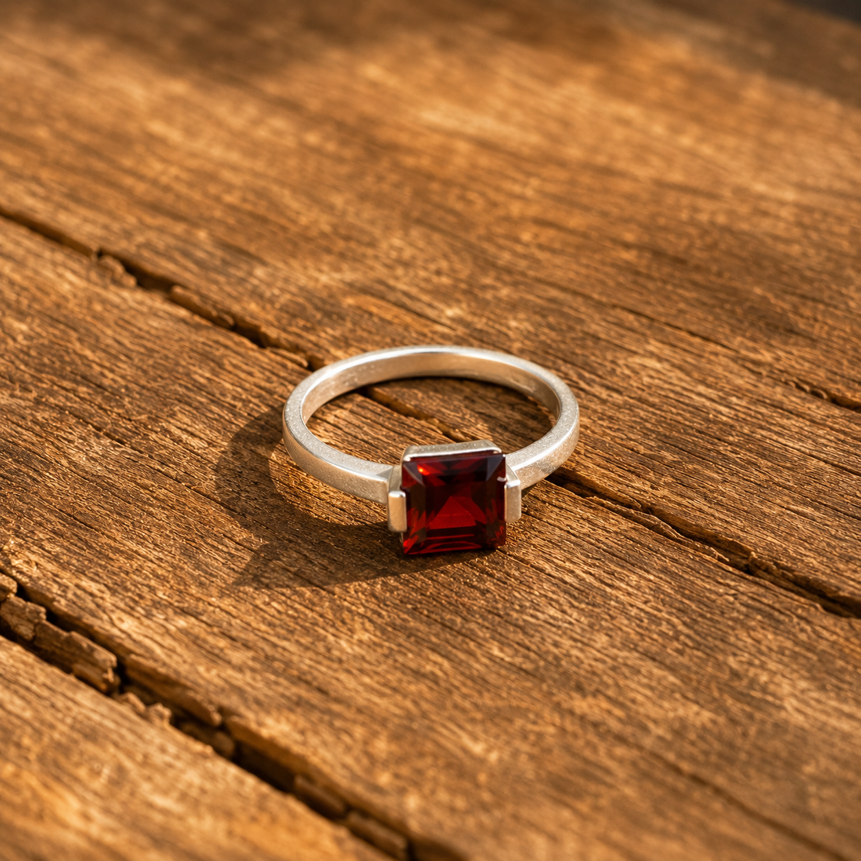 Handcrafted Sterling Silver Natural Garnet Ring