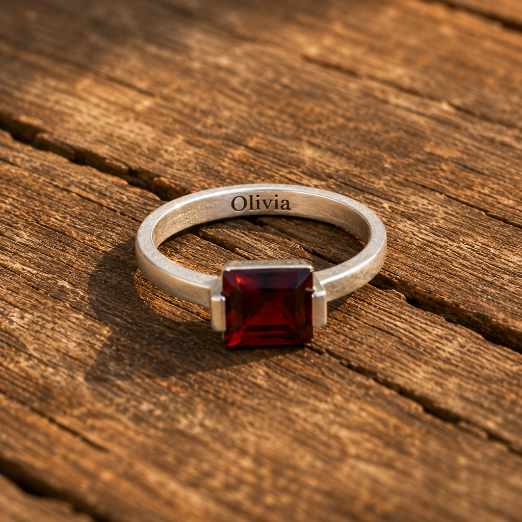 Handcrafted Sterling Silver Natural Garnet Ring