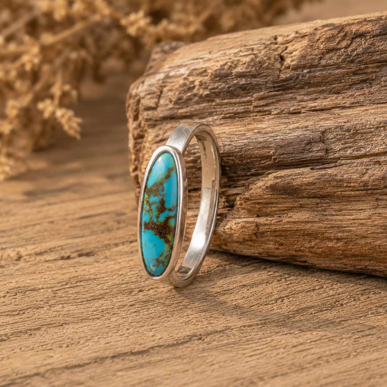 Natural Royston Turquoise Sterling Silver Ring