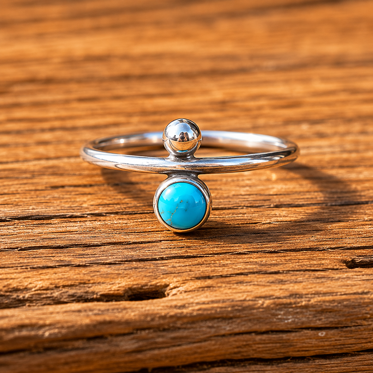 Handcrafted Pure Silver and Kingman Turquoise Ring