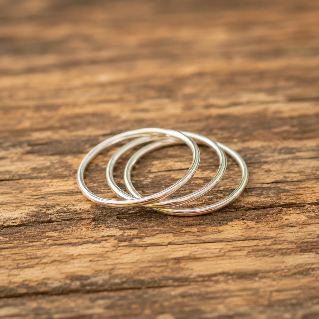 Handcrafted Sterling Silver Folding Stack Ring Set