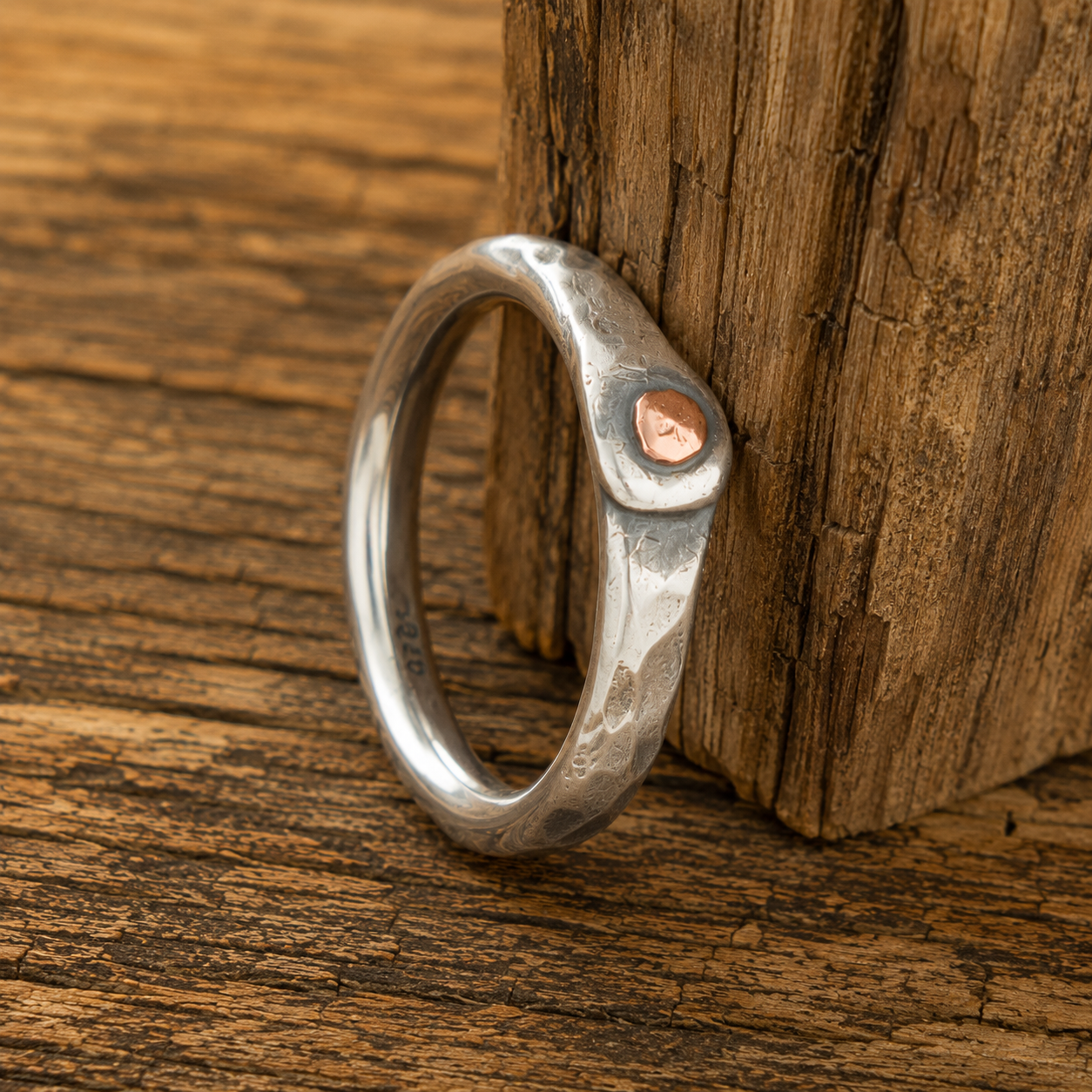 Hand Hammered Sterling Silver & Copper Artisan Ring