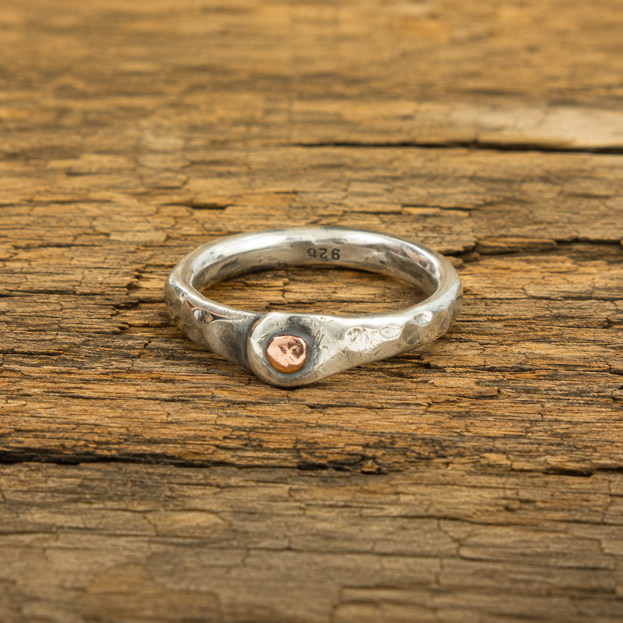 Hand Hammered Sterling Silver & Copper Artisan Ring