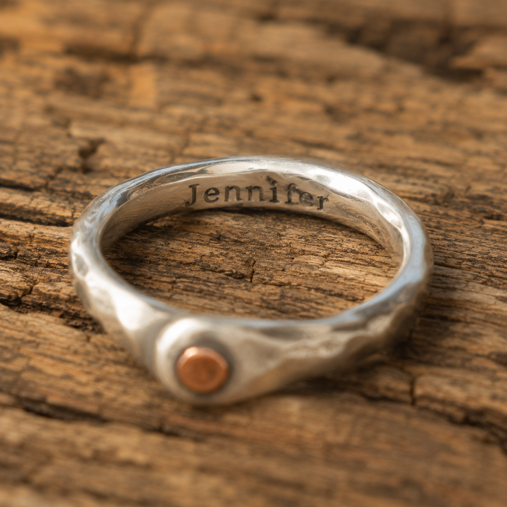 Hand Hammered Sterling Silver & Copper Artisan Ring