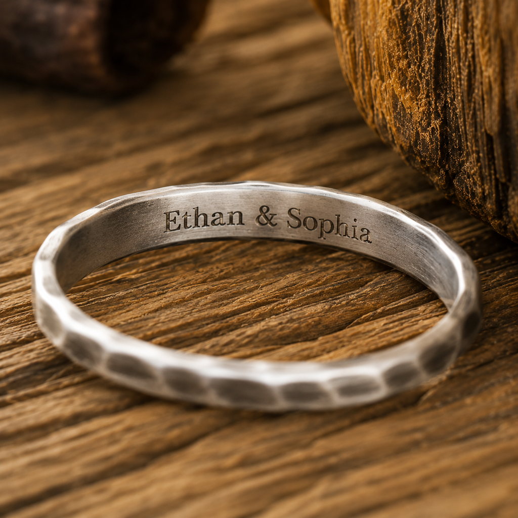 Artisan Hammered Sterling Silver Women’s Ring – Personalized Minimalist Handmade Band