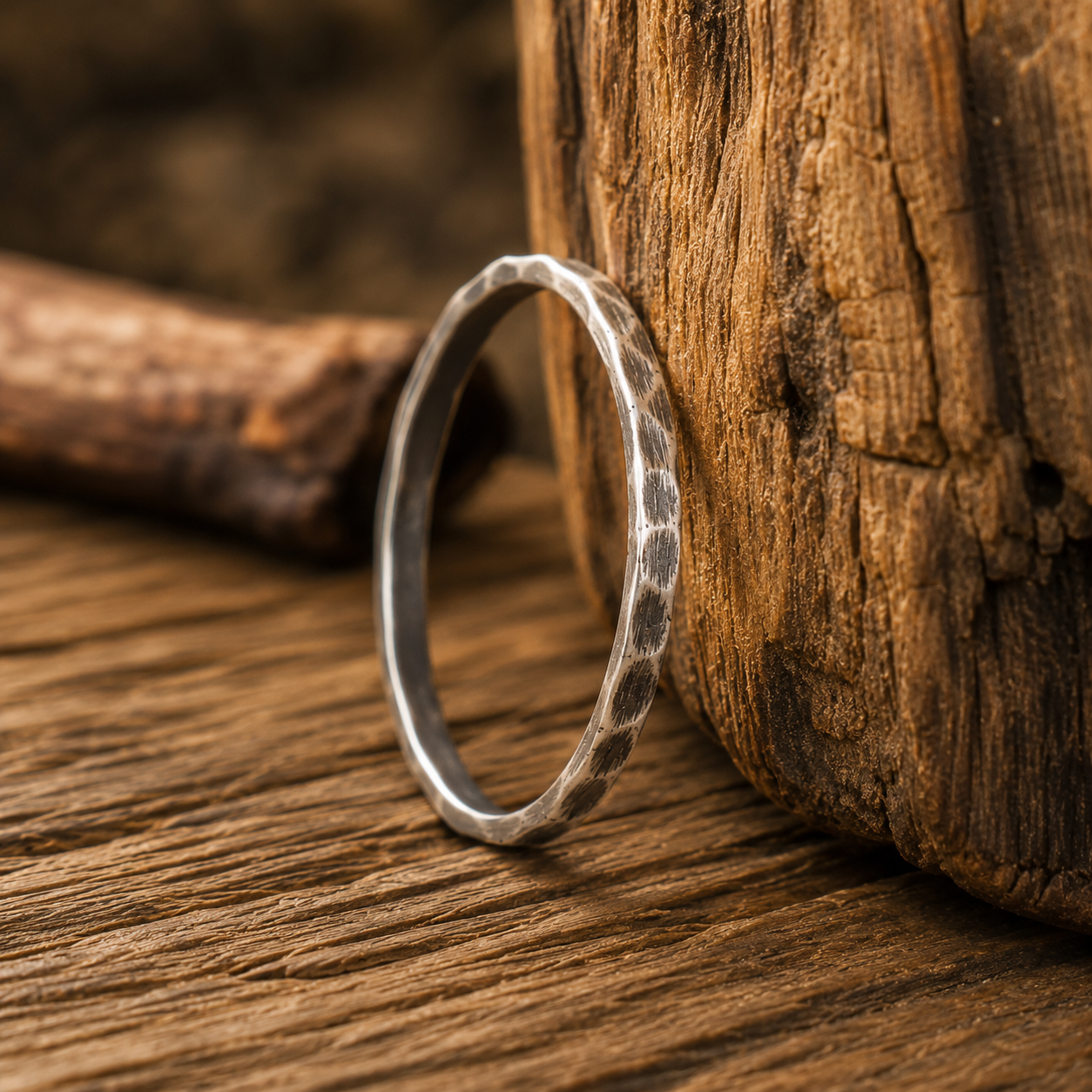 Artisan Hammered Sterling Silver Women’s Ring – Personalized Minimalist Handmade Band