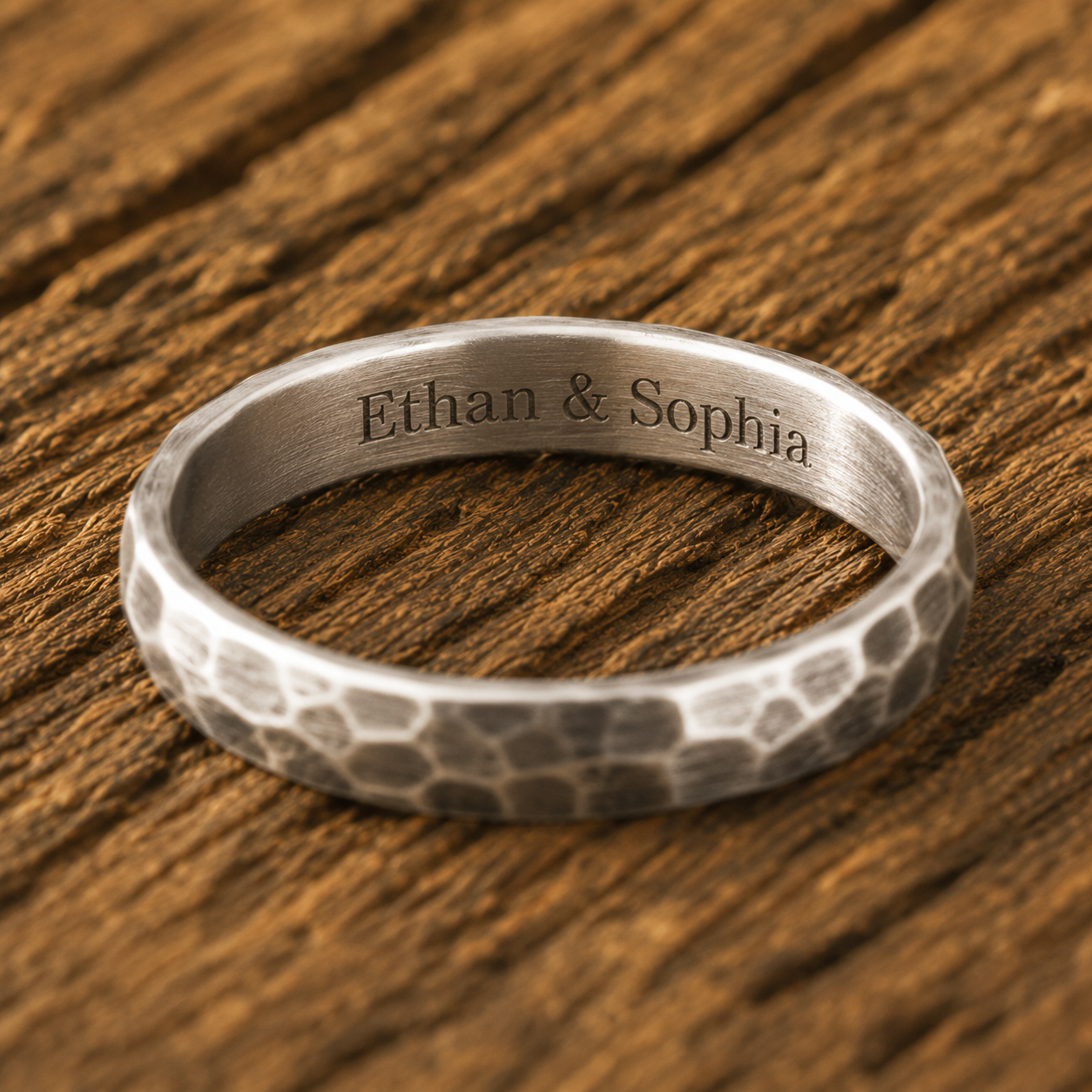 Handcrafted Hammered Sterling Silver Ring for Women
