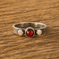 Handmade Hammered Sterling Silver Garnet Ring – Personalized Women’s Artisan Band