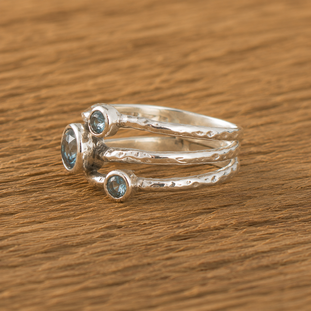 Handmade Hammered Sterling Silver Pato Stone Ring – Personalized Artisan Women’s Ring