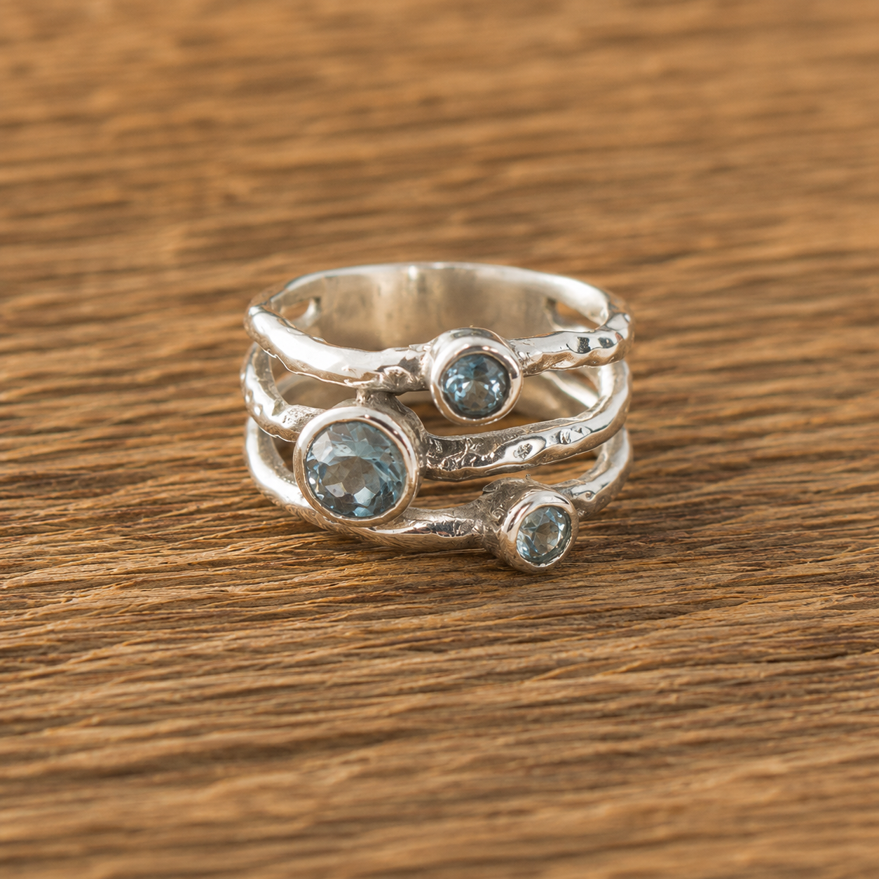 Handmade Hammered Sterling Silver Pato Stone Ring – Personalized Artisan Women’s Ring