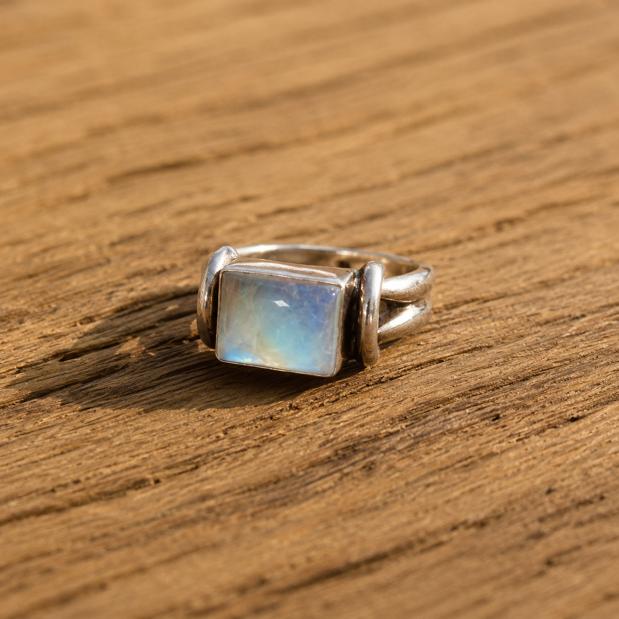 Natural Moonstone Personalized Silver Ring for Women