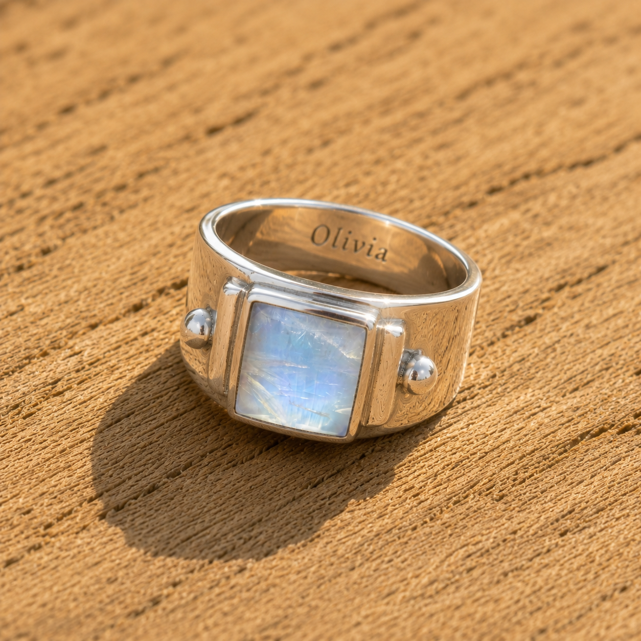 handmade sterling silver natural moonstone women’s ring