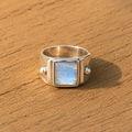 handmade sterling silver natural moonstone women’s ring