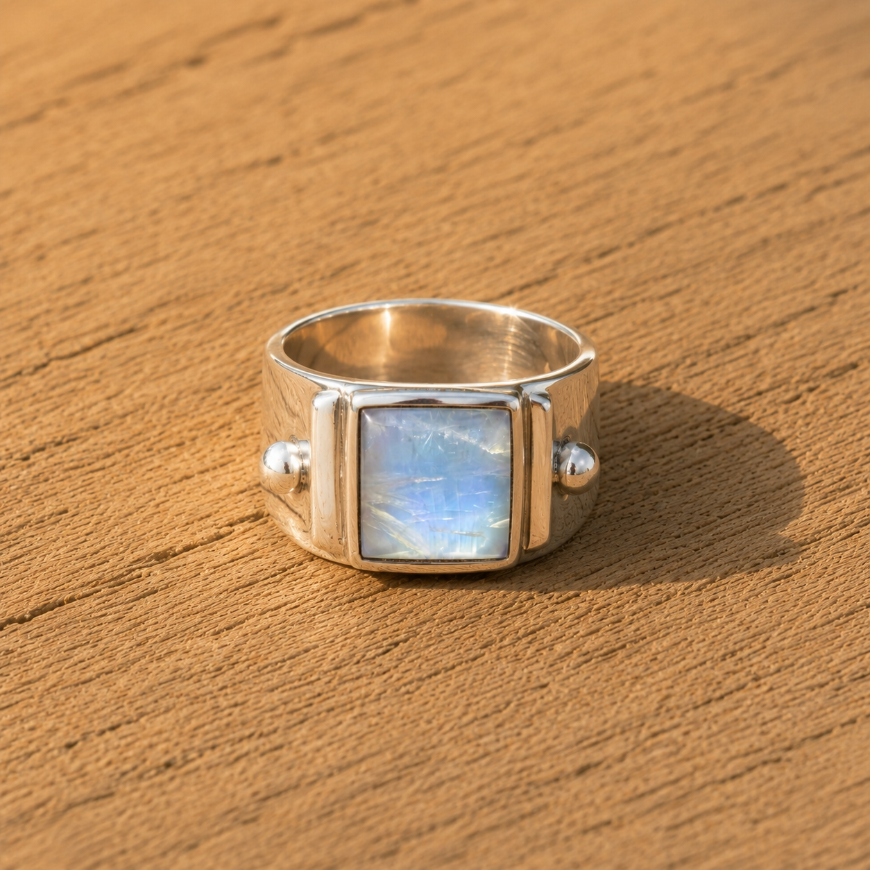handmade sterling silver natural moonstone women’s ring