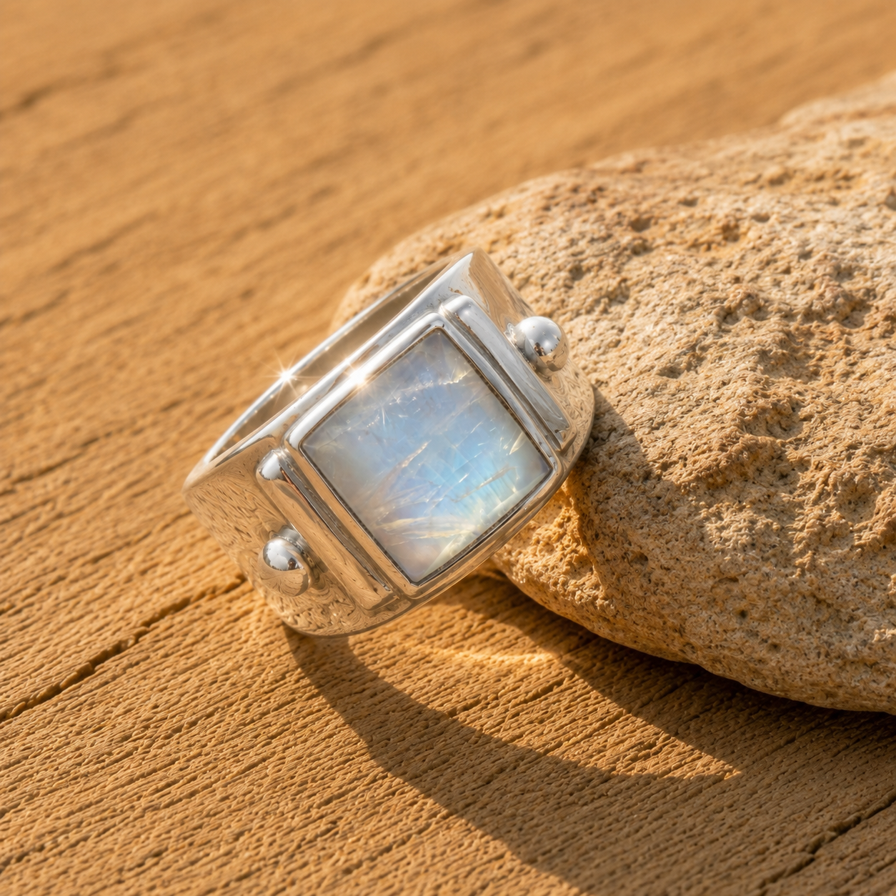 handmade sterling silver natural moonstone women’s ring