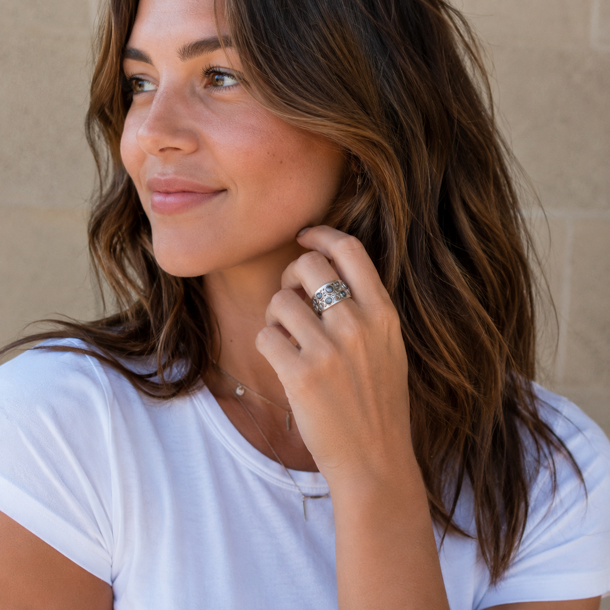 Natural Moonstone Artisan Statement Ring for Women