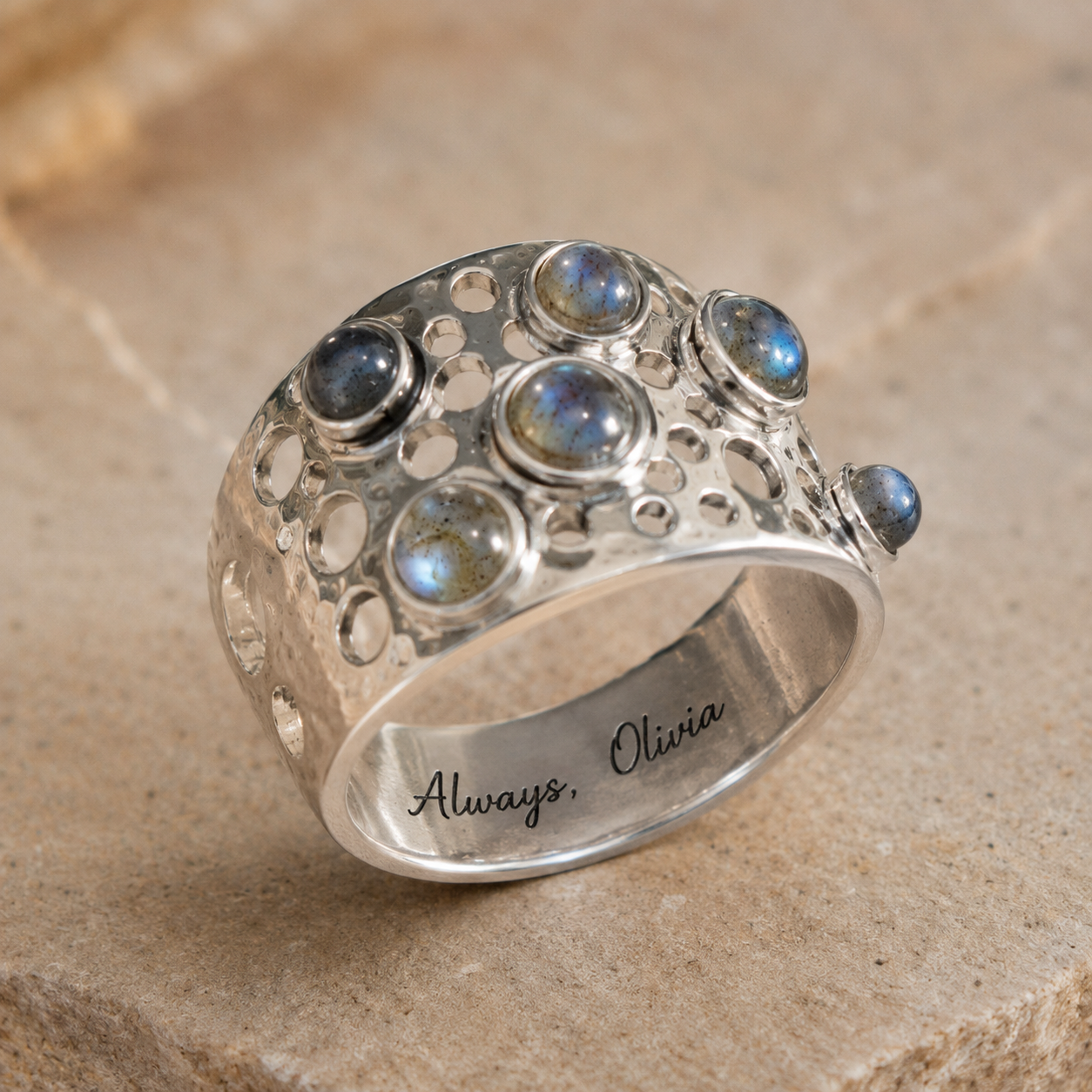 Natural Moonstone Artisan Statement Ring for Women