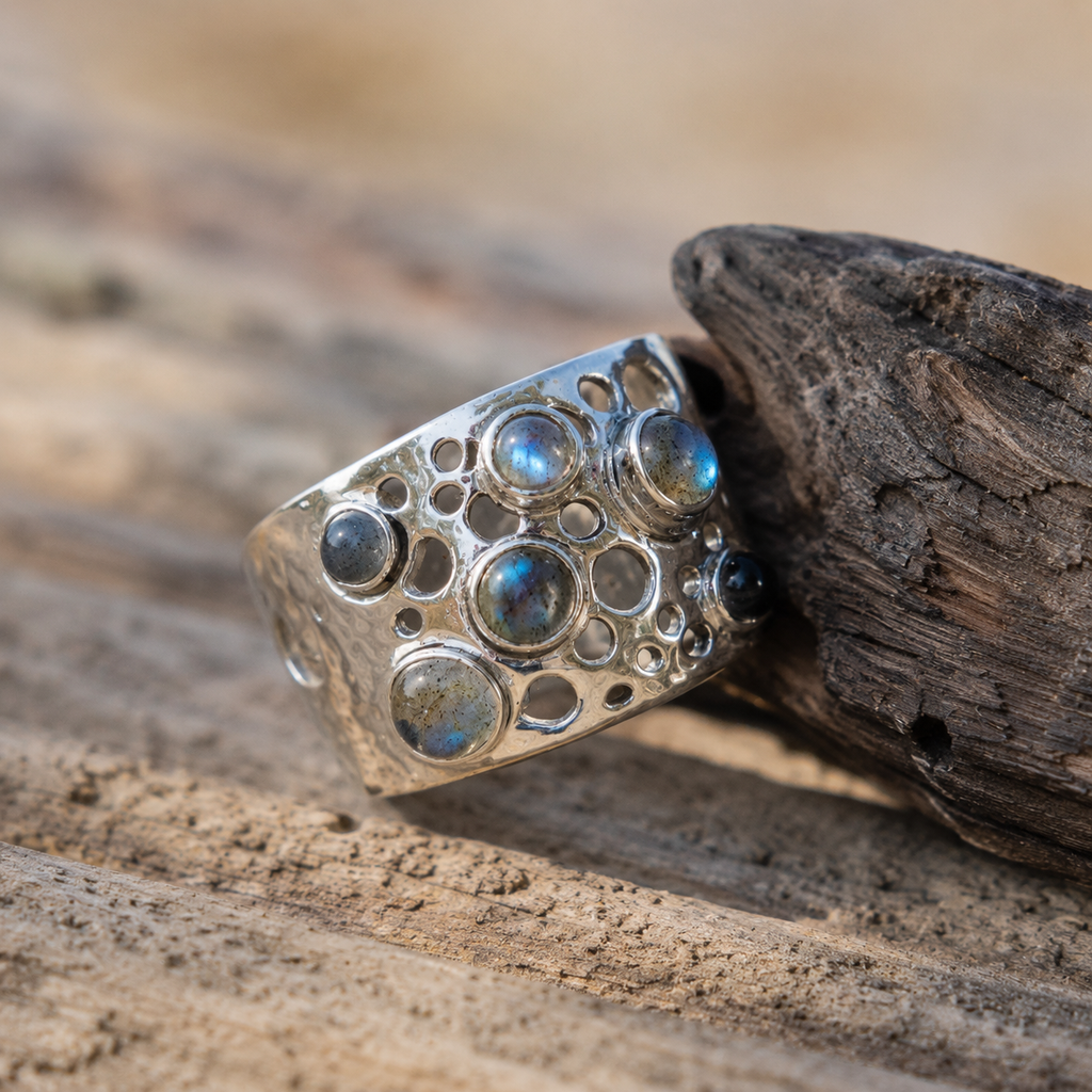 Natural Moonstone Artisan Statement Ring for Women
