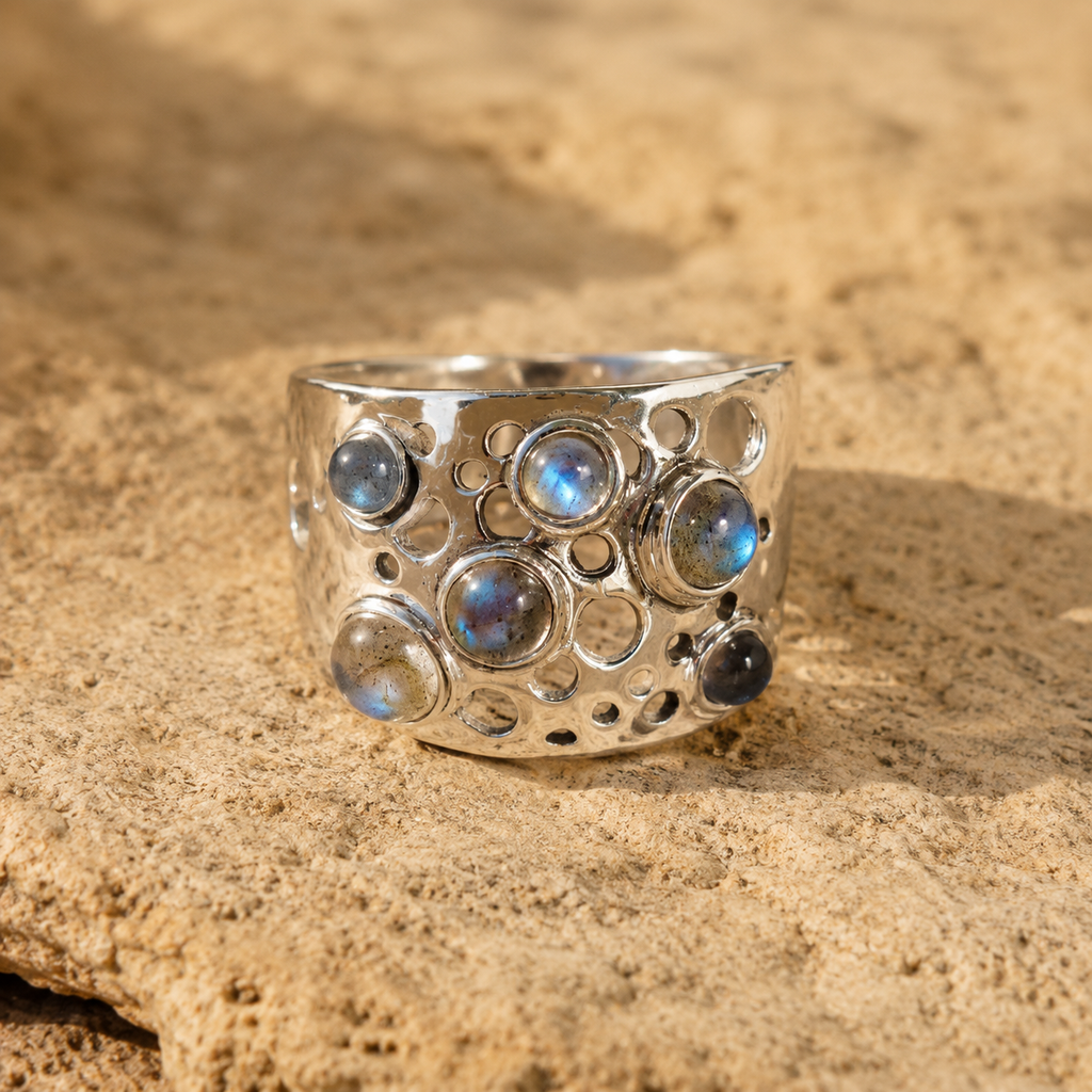 Natural Moonstone Artisan Statement Ring for Women