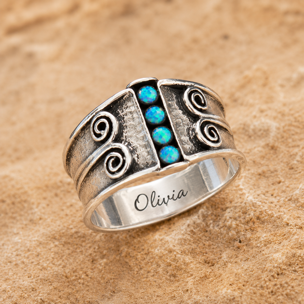 Natural Opal Artisan Statement Ring for Women