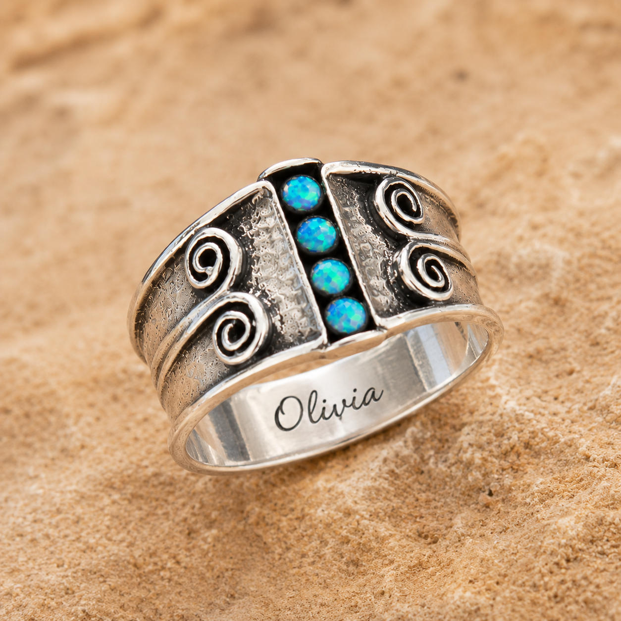 Natural Opal Artisan Statement Ring for Women