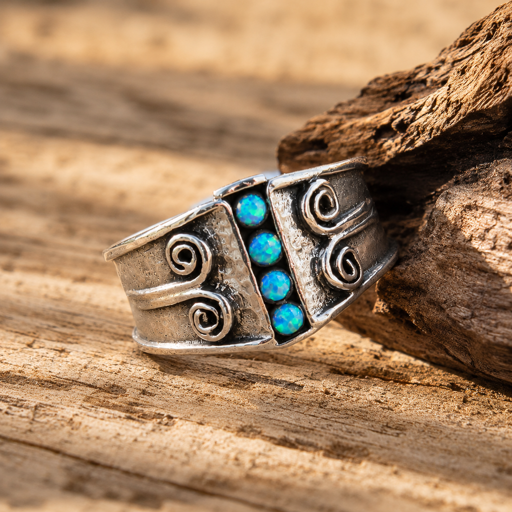 Natural Opal Artisan Statement Ring for Women