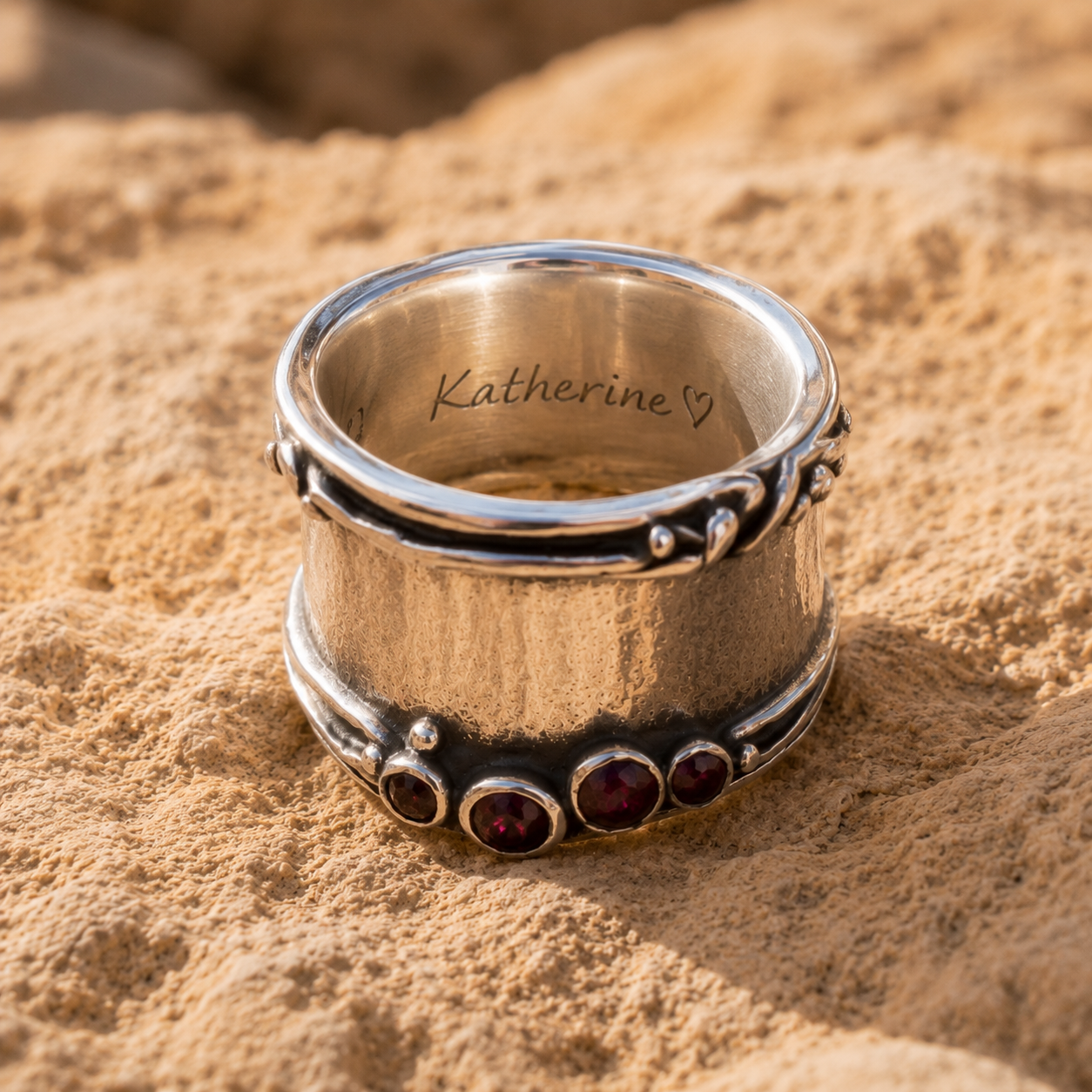 Natural Garnet Artisan Statement Ring for Women
