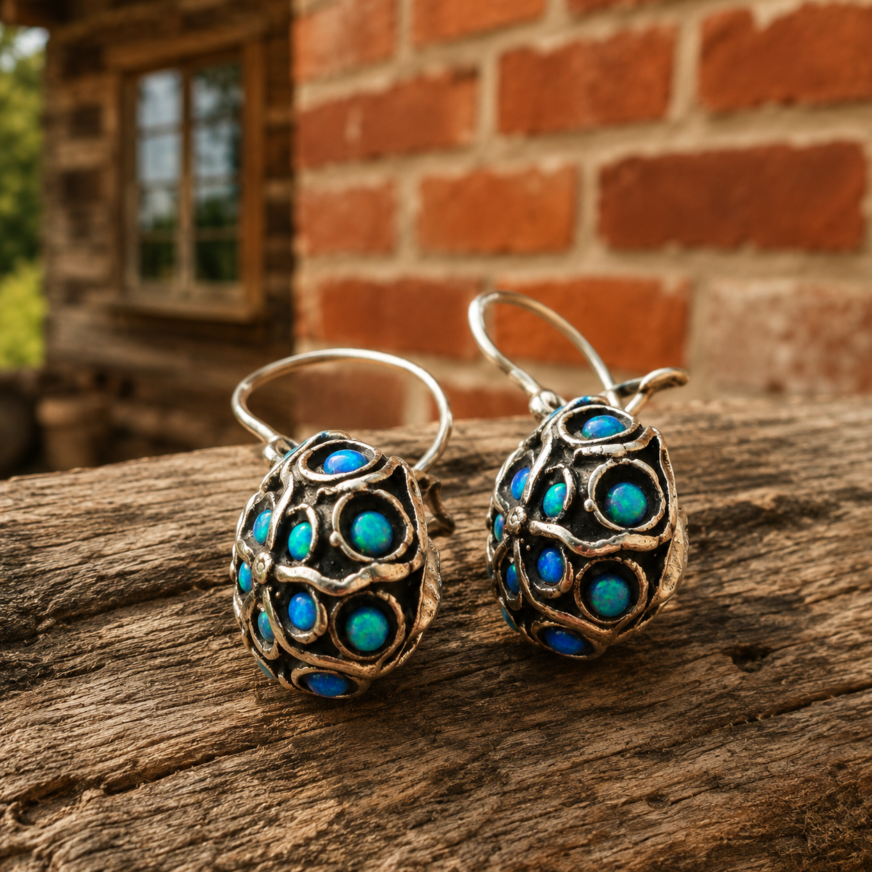 Handcrafted Sterling Silver Australian Opal Drop Earrings