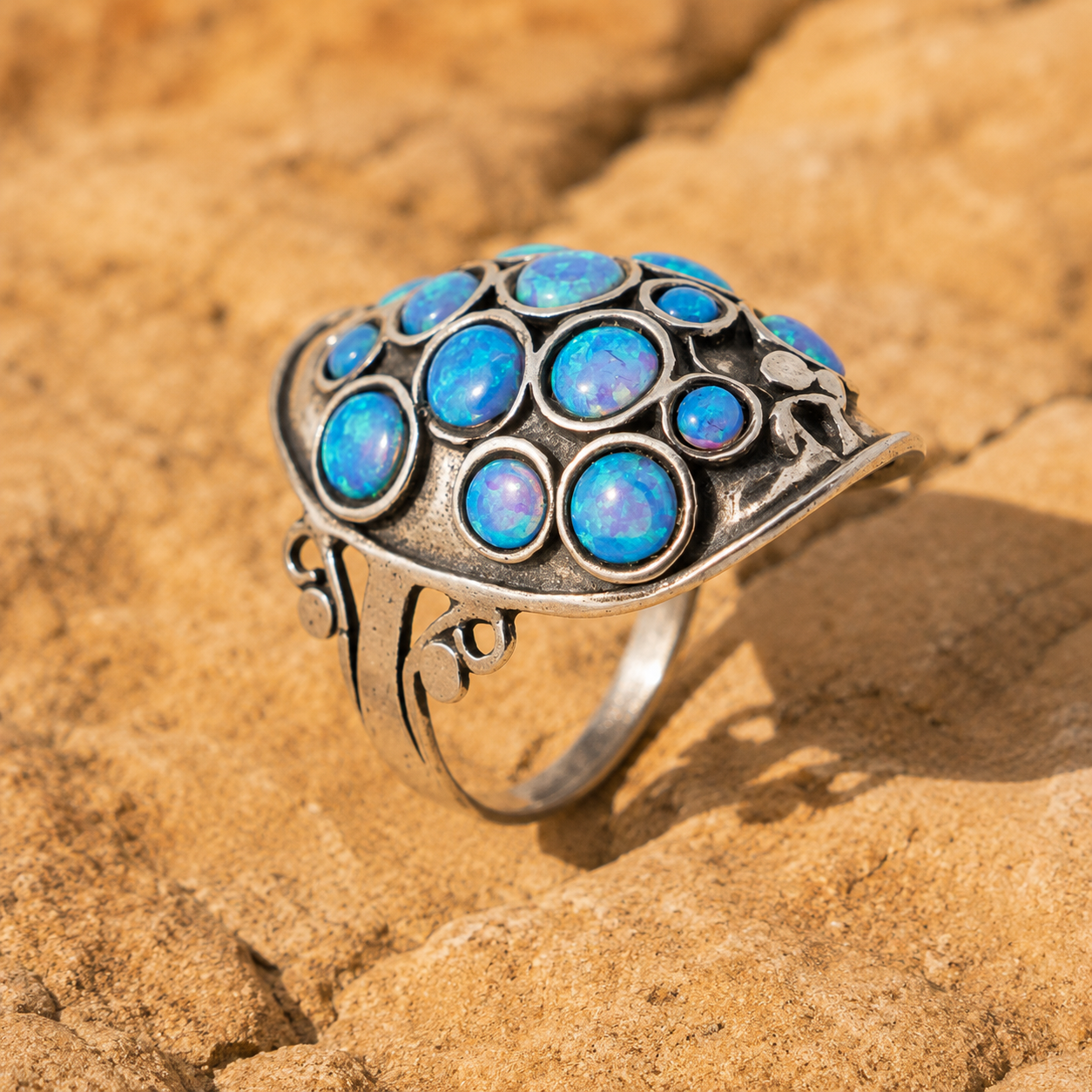 Artisan Natural Opal Statement Ring for Women