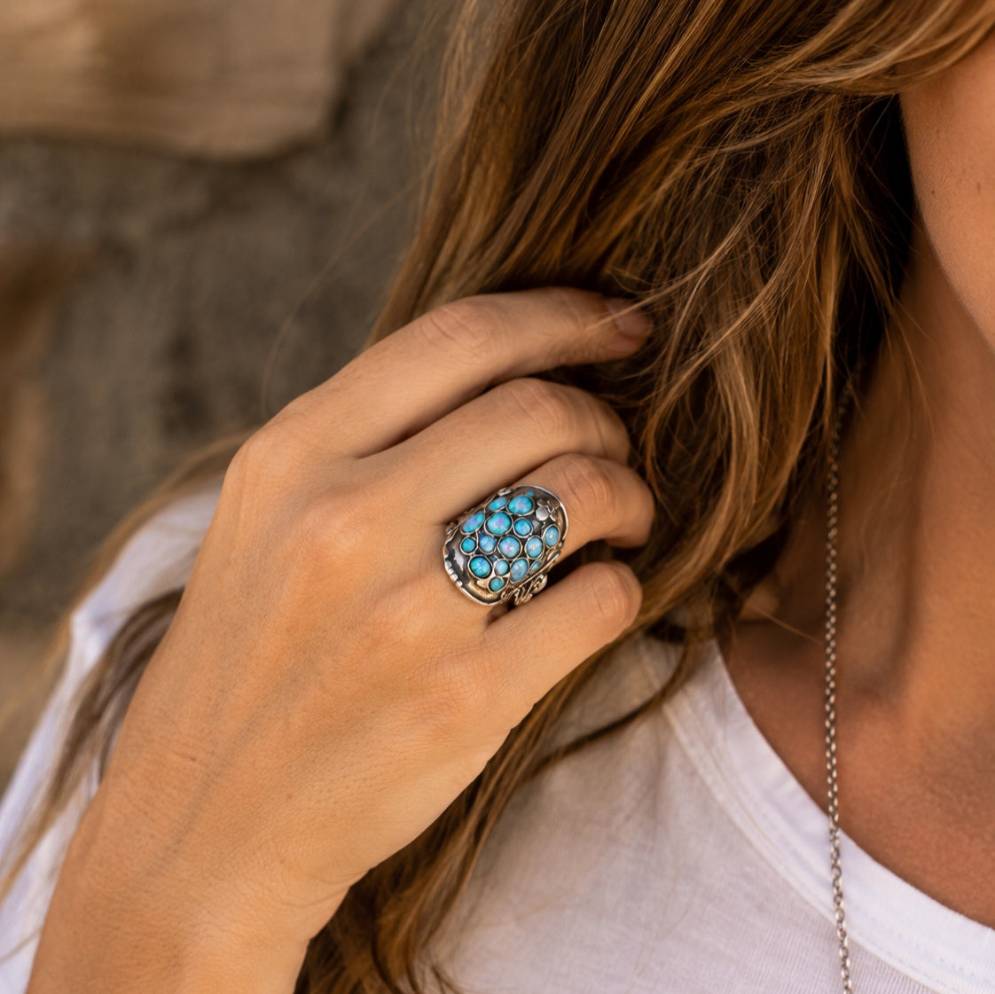 Artisan Natural Opal Statement Ring for Women