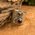 Handcrafted Vintage Sterling Silver Garnet & Citrine Ring