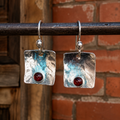 Handcrafted Hammered Sterling Silver Garnet Earrings