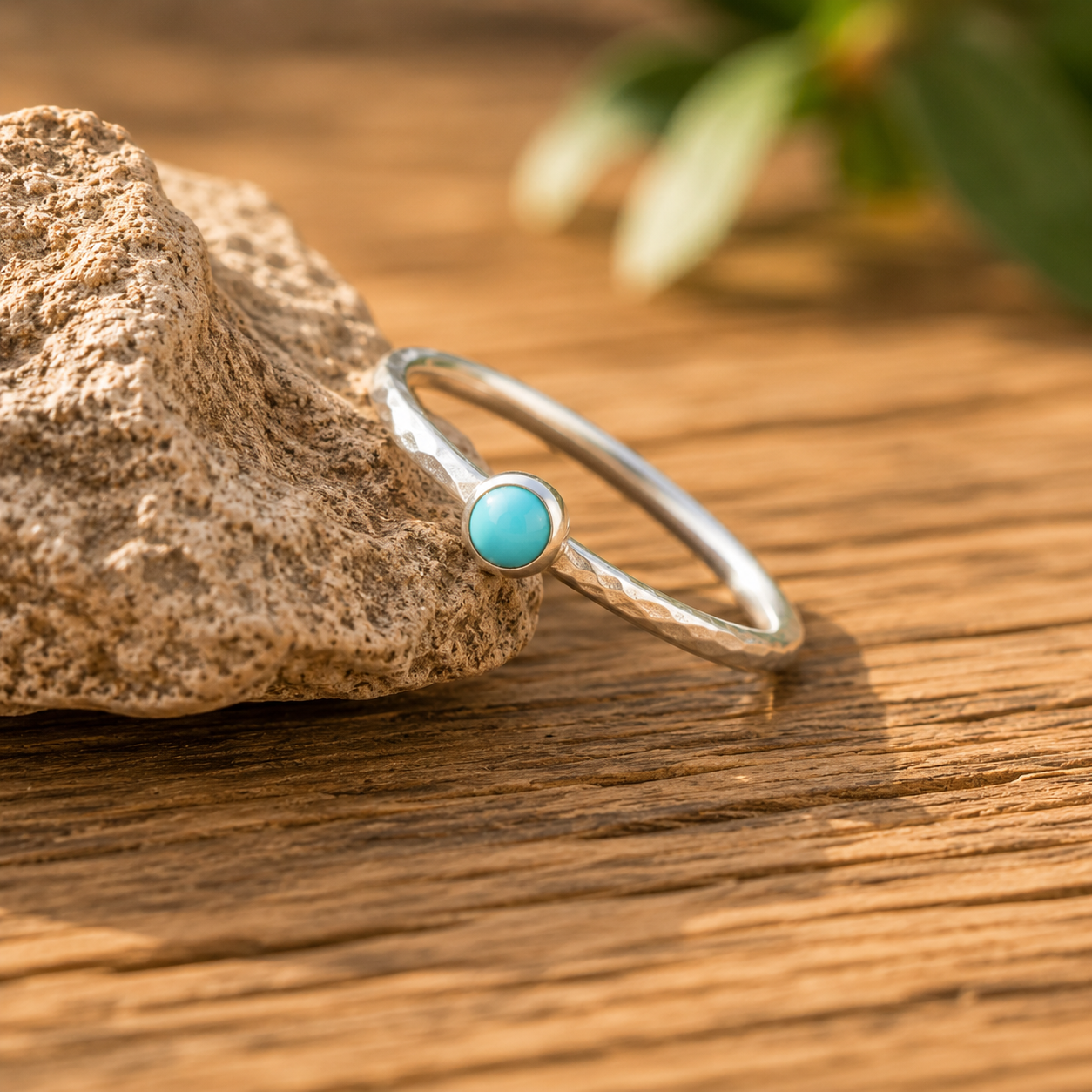 Minimalist Natural Kingman Turquoise Ring for Women