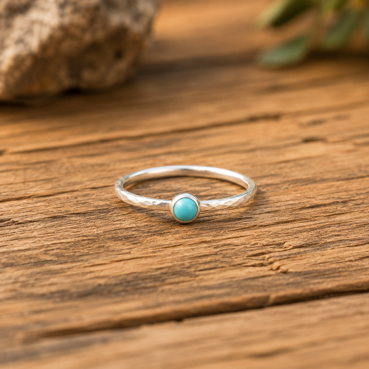 Minimalist Natural Kingman Turquoise Ring for Women