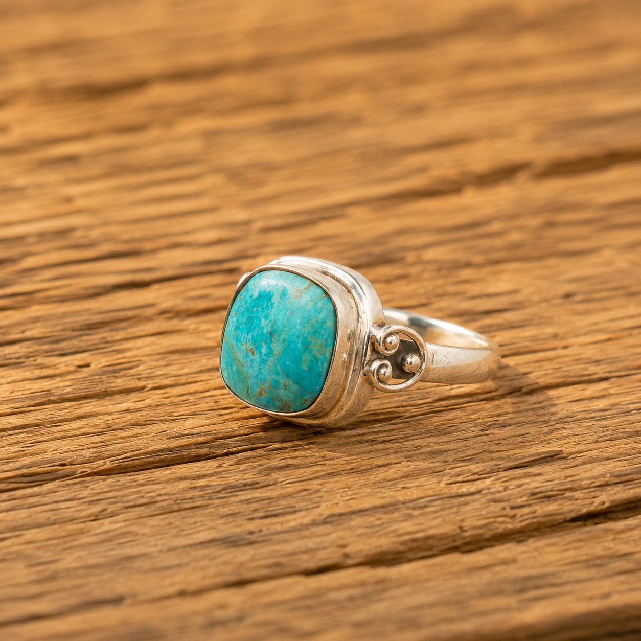 Natural Royston Turquoise Artisan Ring for Women