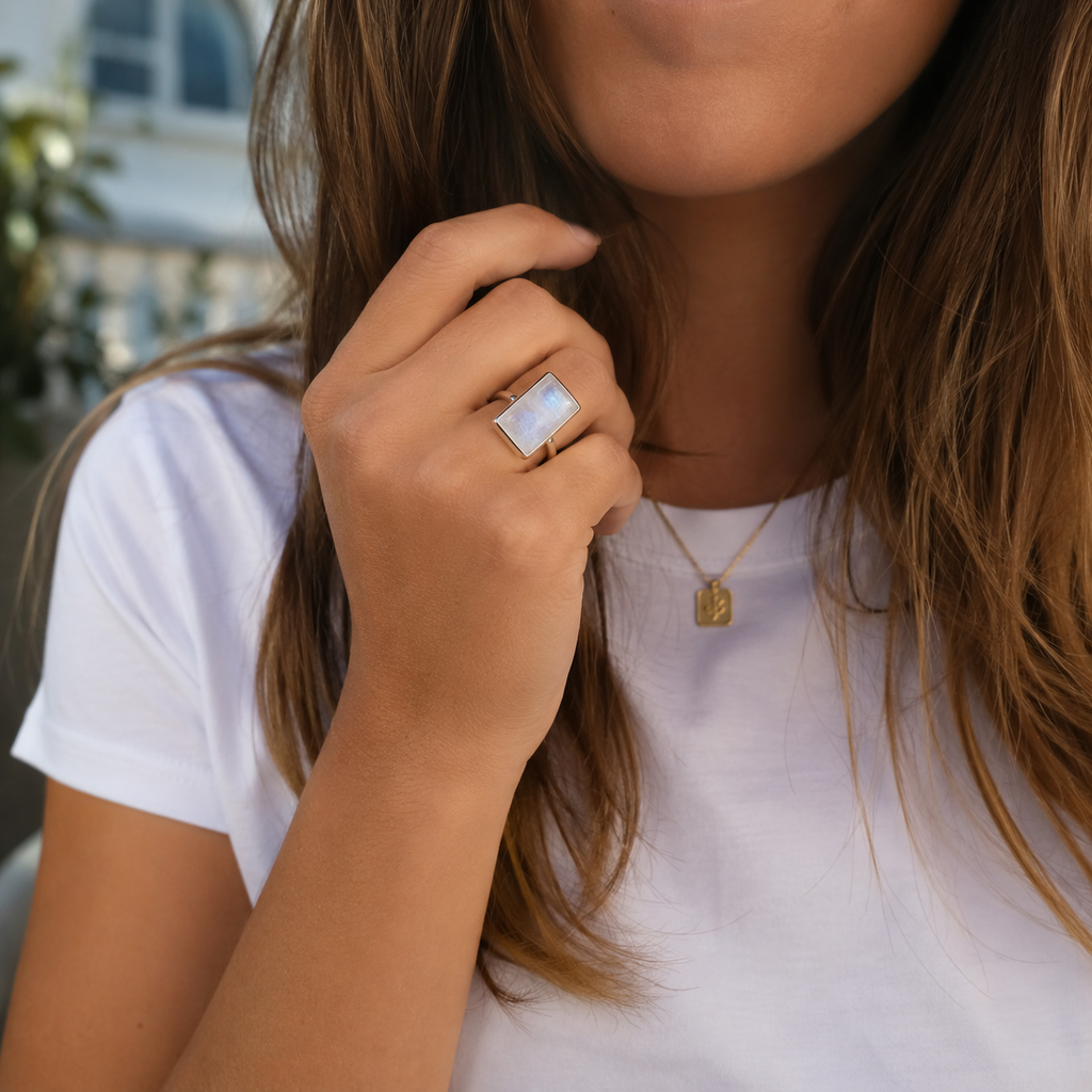 Sterling Silver Moonstone Ring for Women