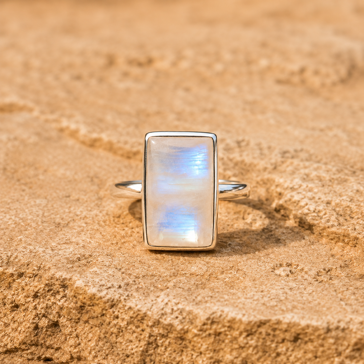 Sterling Silver Moonstone Ring for Women