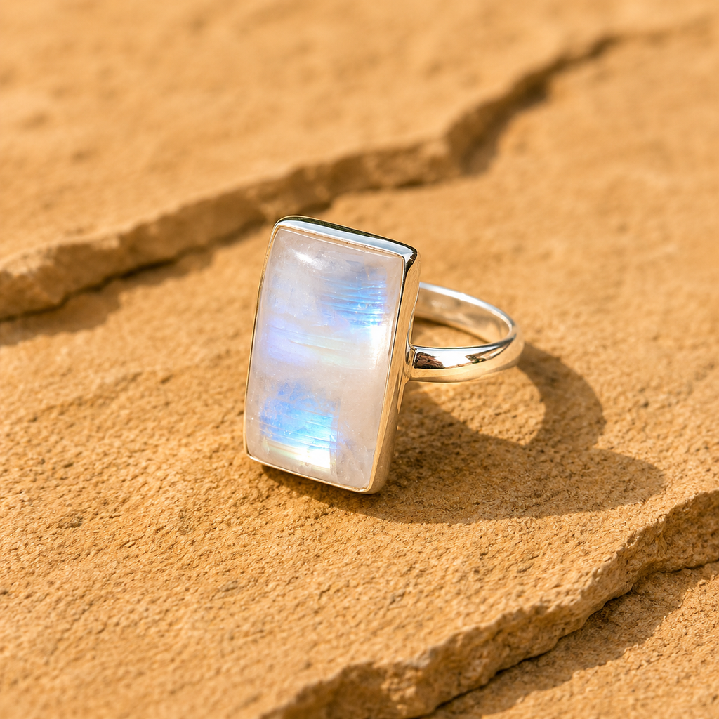 Sterling Silver Moonstone Ring for Women